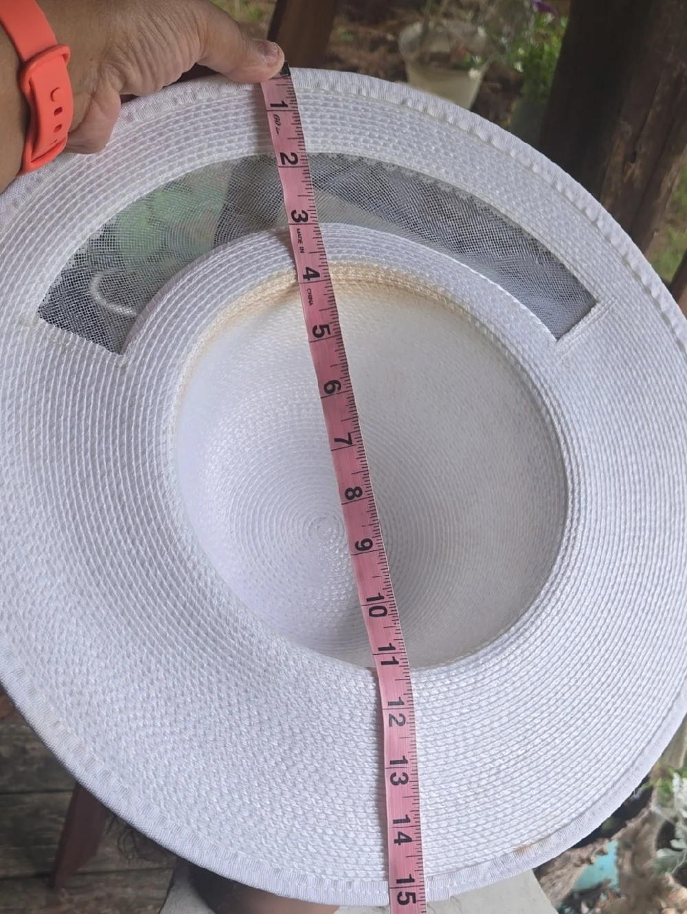 White Pearl Trim Wide Brim Church Hat - Picture 10 of 10